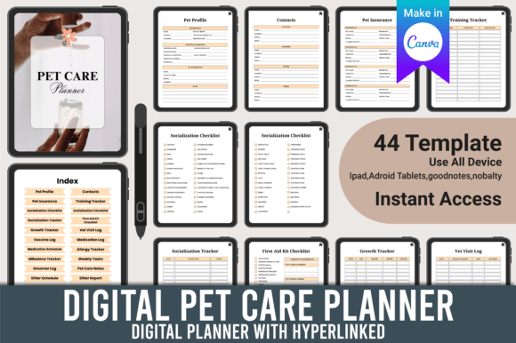 Download Digital Pet Care Planner Canva Template - Care Collection