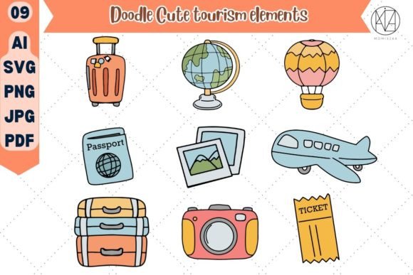 Download Doodle Tourism Elements Illustration SVG - Element Collection