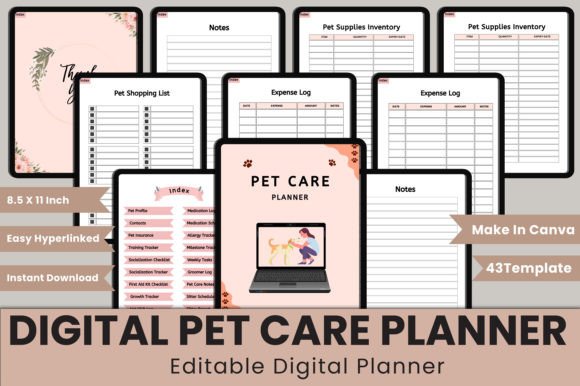 Download Digital Pet Care Planner Canva Interior - Care Collection